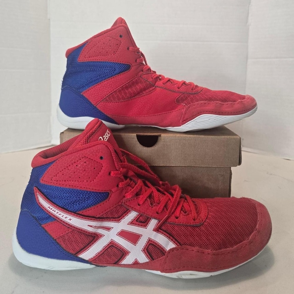 Asics Matflex Mens Size 9.5 Wrestling Boxing Shoes Sneakers 1081A021 Red Blue